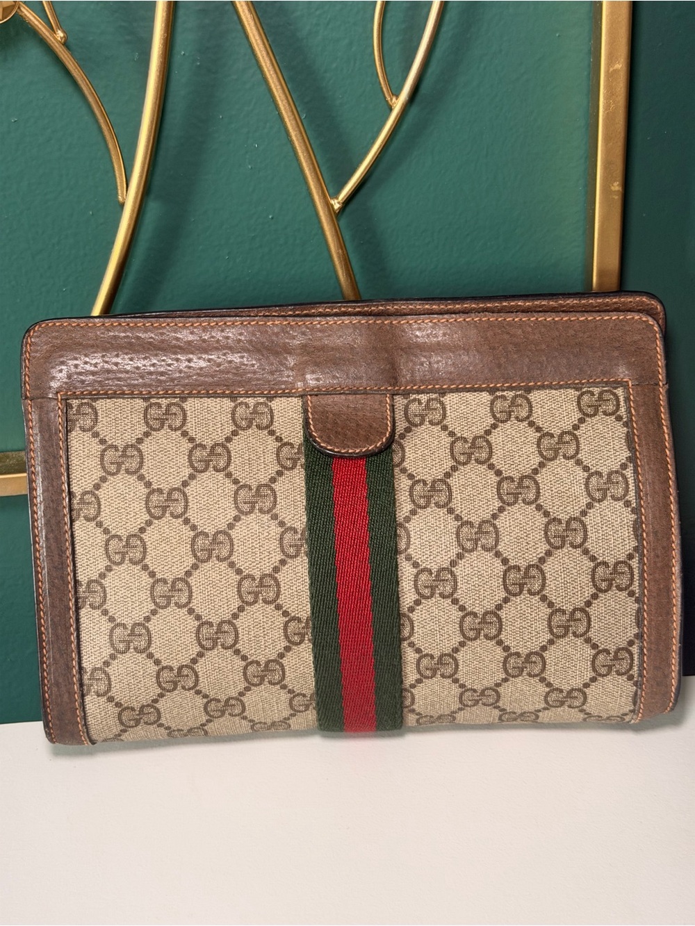 Gucci Brown GG Canvas Clutch